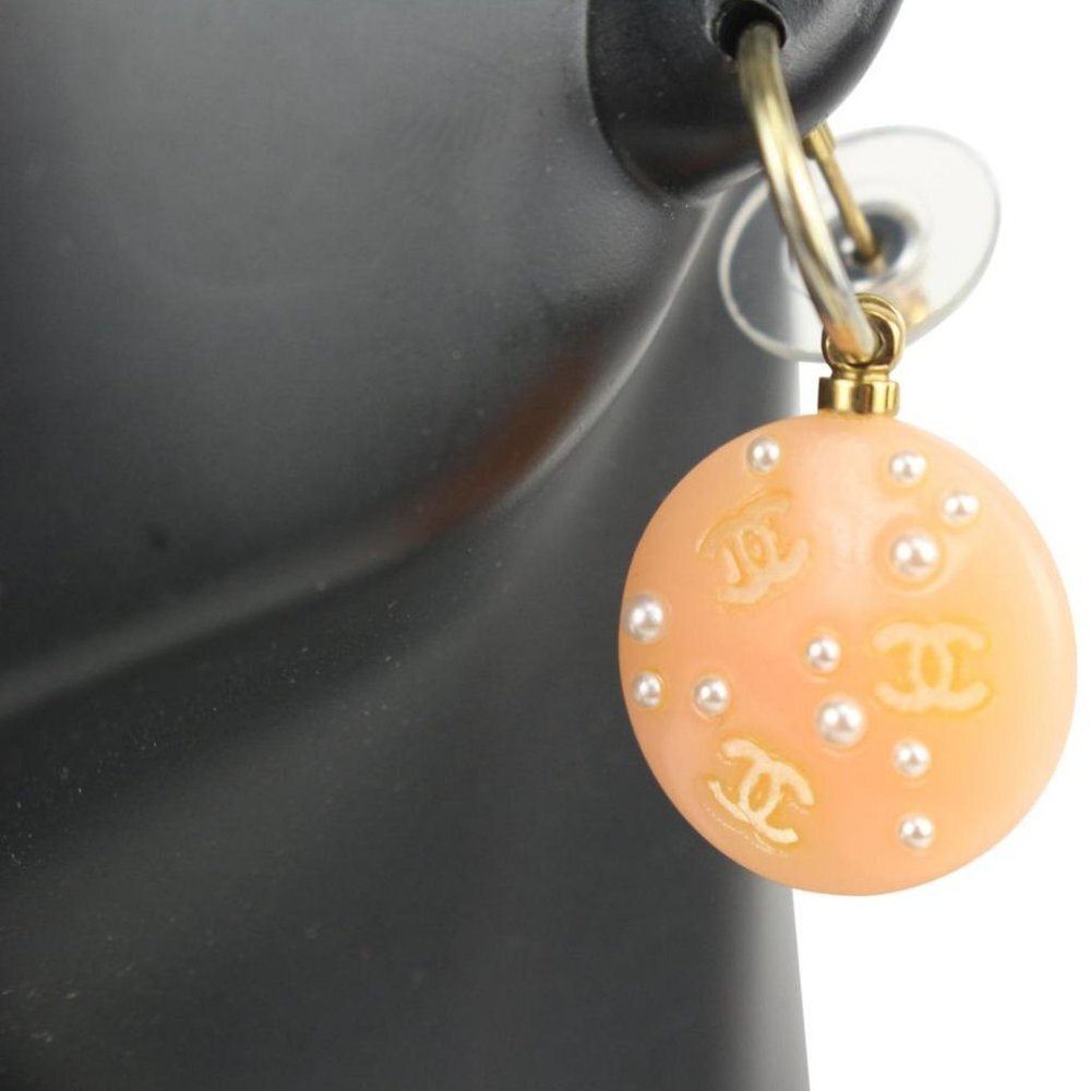 Chanel 03P Pink Pearl CC Pierce Drop Earrings 1014c14